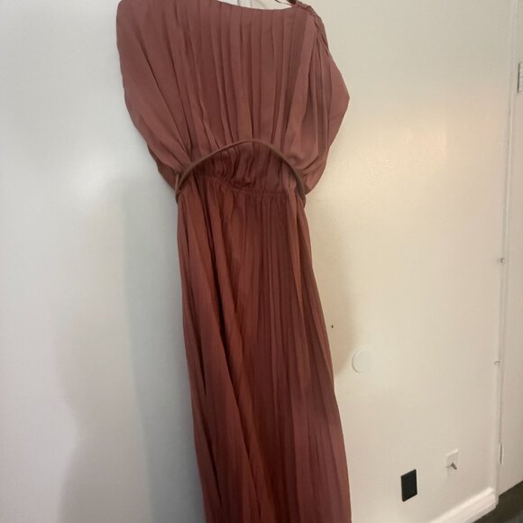 New Never worn Zara cap sleeve pleated body rose pink maxi dress with belt - Picture 3 of 4